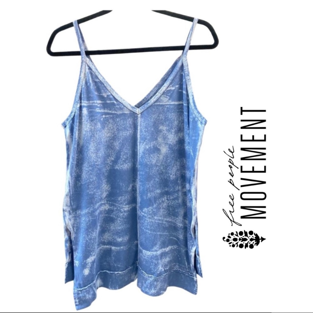 NWT Free People Movement Tunic Tank Top in Blue, Marble Tie Dye Small